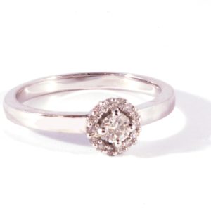 9carat white gold diamond set halo ring