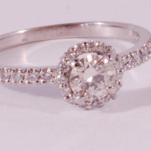 Platinum diamond set halo ring