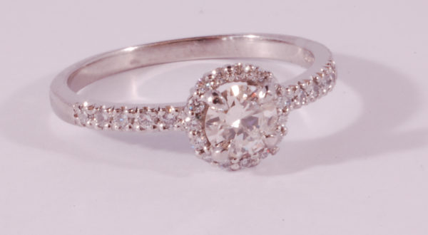 Platinum diamond set halo ring