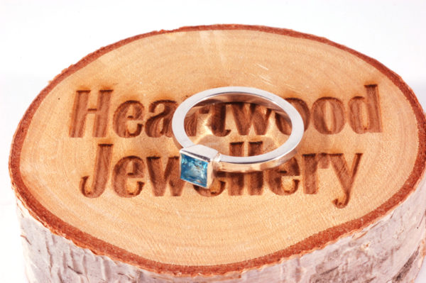 Square cut Silver blue topaz stacking ring - Image 3