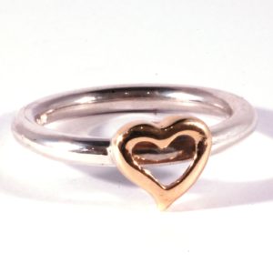Silver & 9ct gold Heart ring