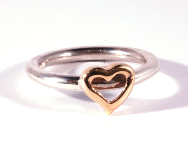 Silver & 9ct gold Heart ring