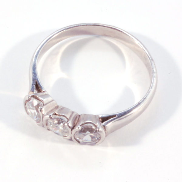 Diamond and Platinum 3 Stone Ring - Image 2