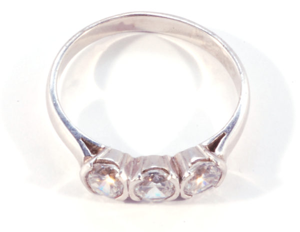 Diamond and Platinum 3 Stone Ring - Image 3