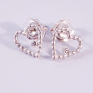 Silver Bobble Heart Earring