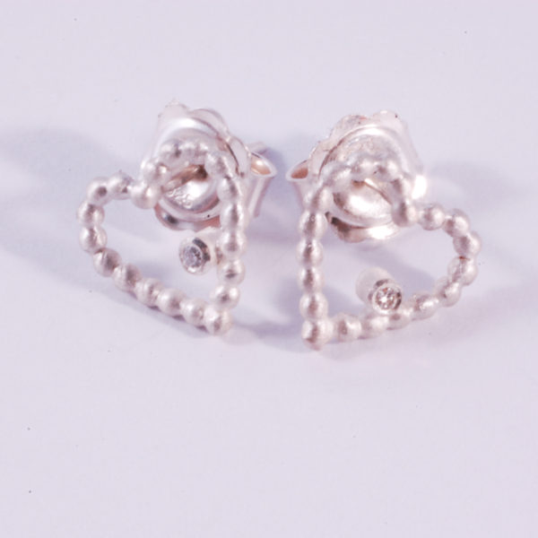 Silver Bobble Heart Earring