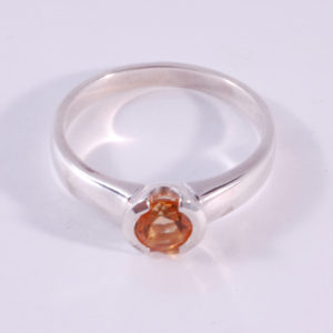 Silver Half Set Citrine Ring