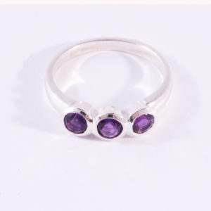 Amethyst Silver Trilogy Ring
