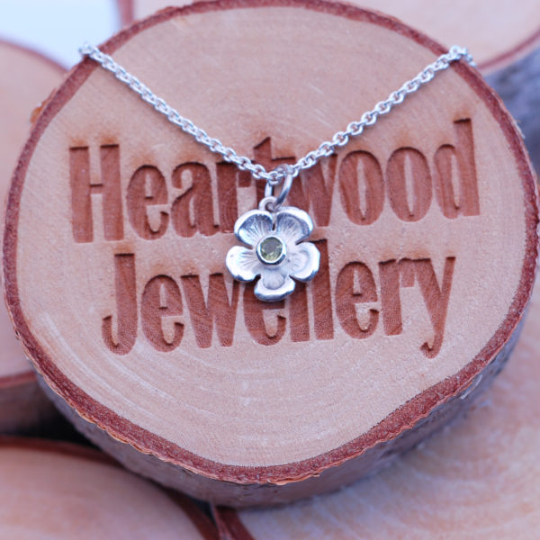 Silver Peridot Flower Pendant - Image 3