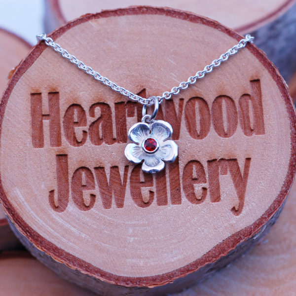 Silver Garnet Flower Pendant - Image 2
