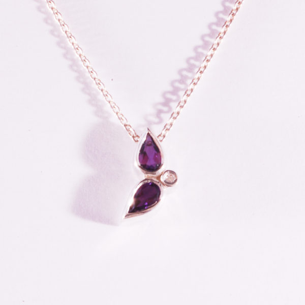 Small But Perfect Amethyst and Diamond Pendant
