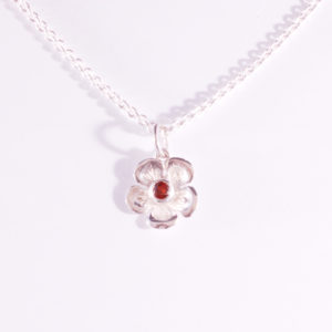 Silver Garnet Flower Pendant