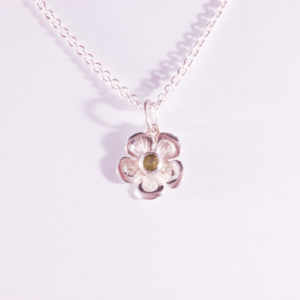 Silver Peridot Flower Pendant