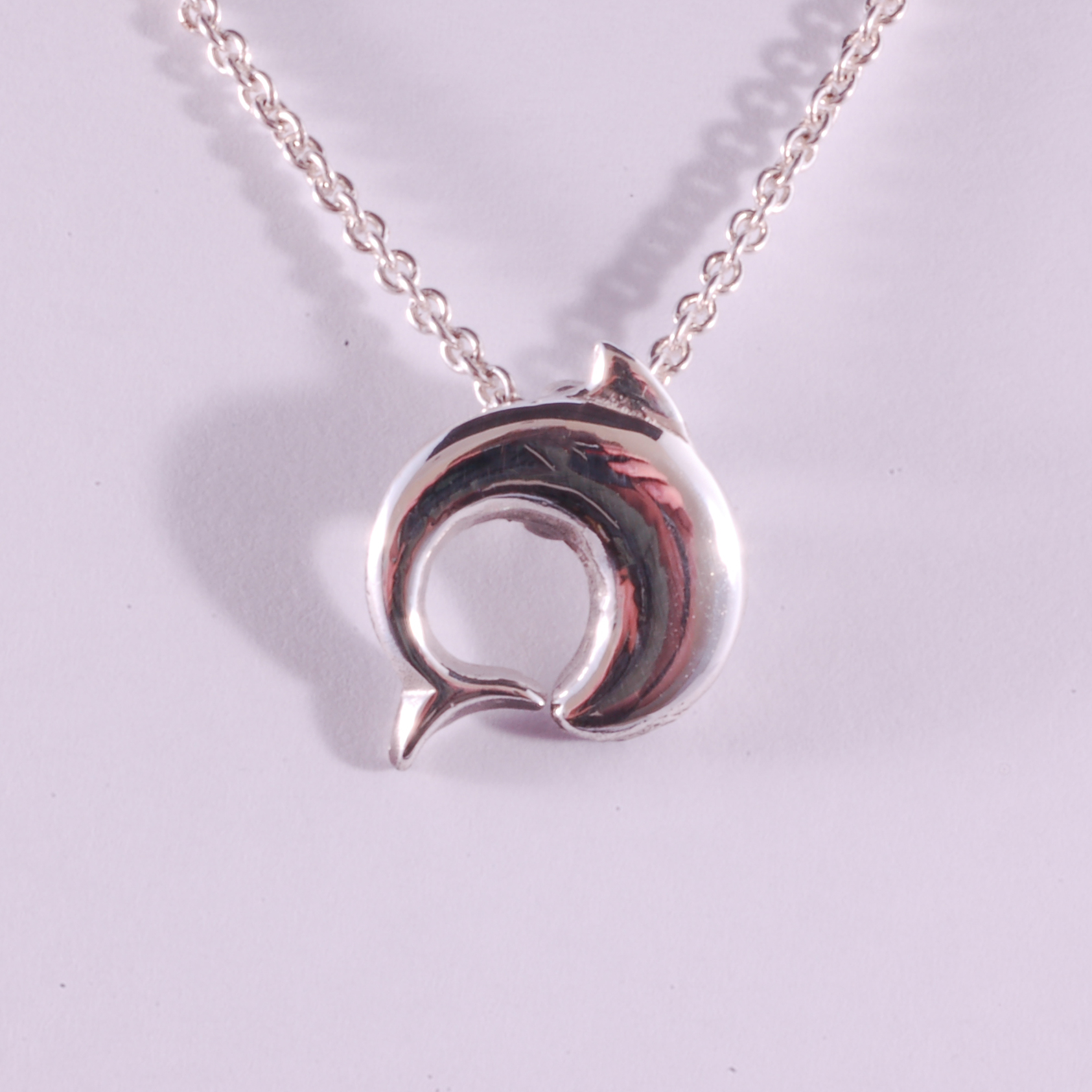 Silver Surf Dolphin Pendant